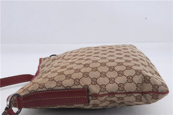 Authentic GUCCI Shoulder Cross Body Bag Purse GG Canvas Leather Brown Red 7559D