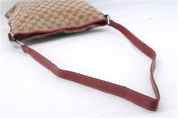 Authentic GUCCI Shoulder Cross Body Bag Purse GG Canvas Leather Brown Red 7559D