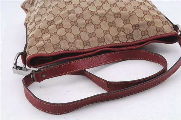 Authentic GUCCI Shoulder Cross Body Bag Purse GG Canvas Leather Brown Red 7559D