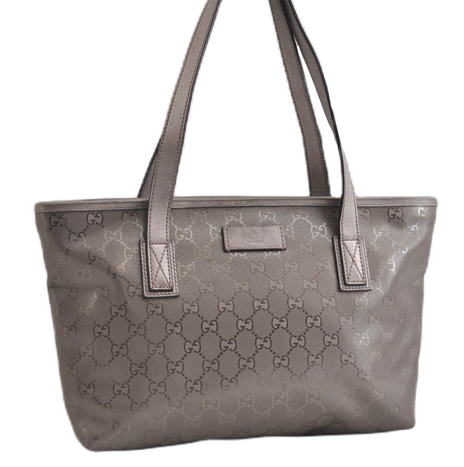 Authentic GUCCI GG Imprime Shoulder Tote Bag PVC Leather 211138 Purple 7561F