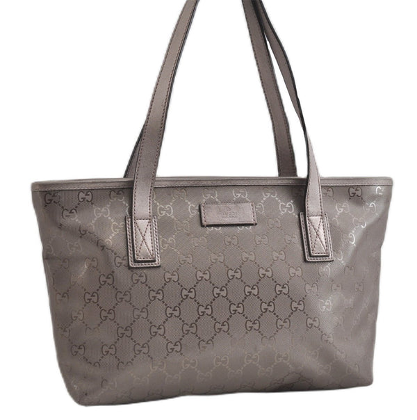 Authentic GUCCI GG Imprime Shoulder Tote Bag PVC Leather 211138 Purple 7561F