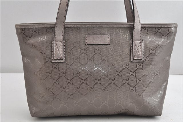 Authentic GUCCI GG Imprime Shoulder Tote Bag PVC Leather 211138 Purple 7561F