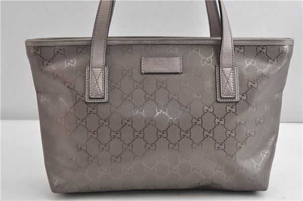 Authentic GUCCI GG Imprime Shoulder Tote Bag PVC Leather 211138 Purple 7561F
