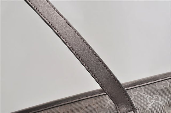 Authentic GUCCI GG Imprime Shoulder Tote Bag PVC Leather 211138 Purple 7561F