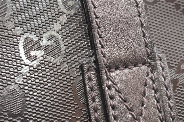 Authentic GUCCI GG Imprime Shoulder Tote Bag PVC Leather 211138 Purple 7561F