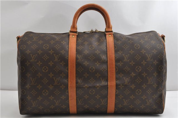 Authentic Louis Vuitton Monogram Keepall Bandouliere 50 M41416 Boston Bag 7565F