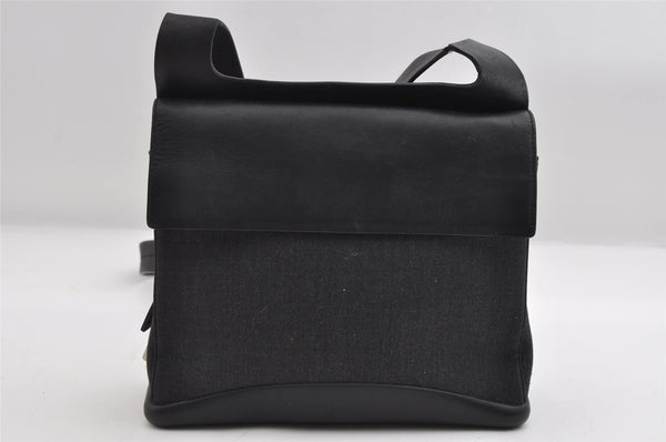 Authentic PRADA Canvas Leather Shoulder Cross Body Bag Purse B9395 Black 7566I