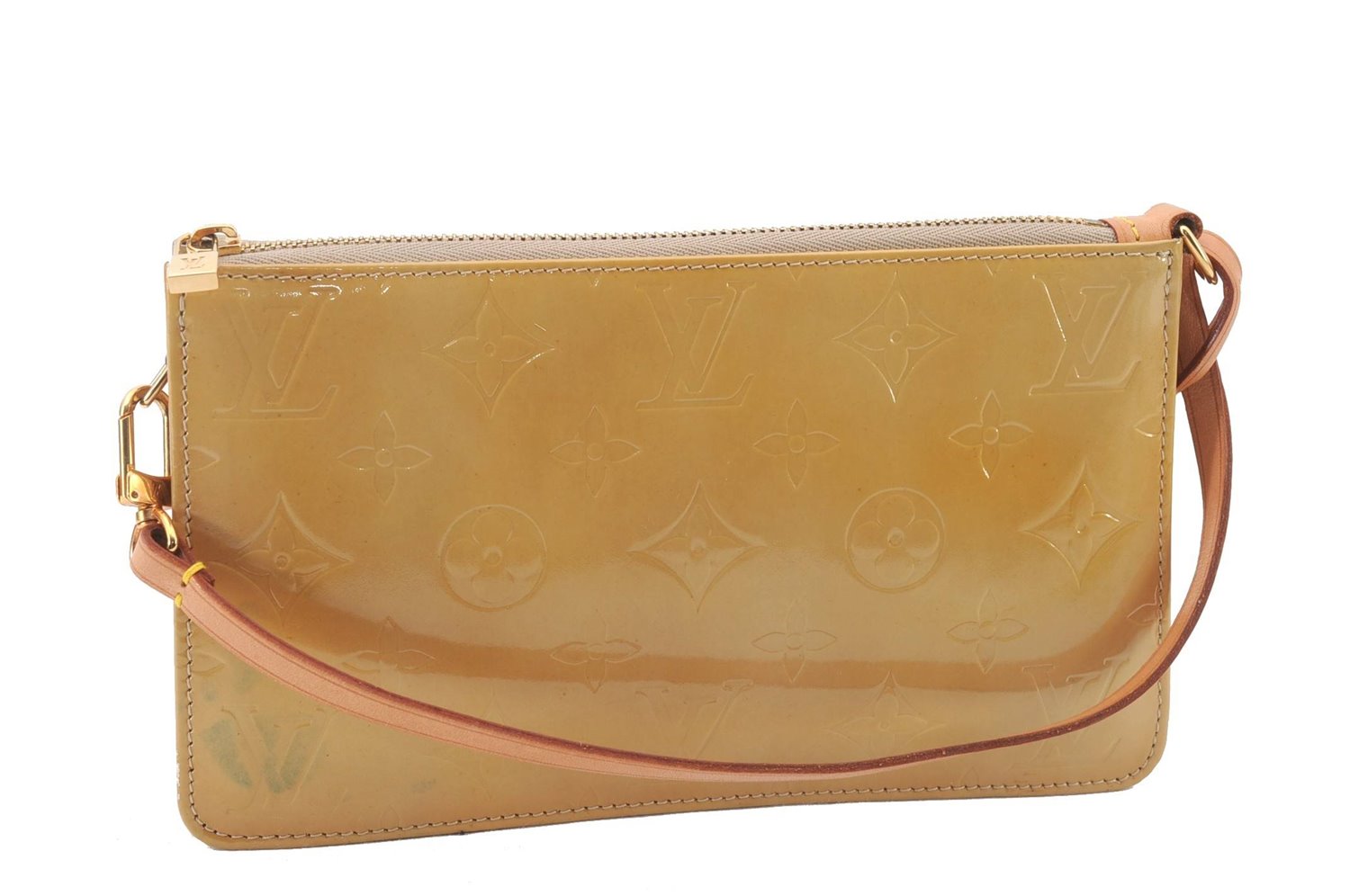 Authentic LOUIS VUITTON Vernis Lexington Hand Bag Pouch Yellow M91010 LV 7569C