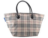 Authentic BURBERRY BLUE LABEL Check Hand Tote Bag Nylon Leather Beige 7569I