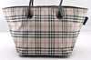 Authentic BURBERRY BLUE LABEL Check Hand Tote Bag Nylon Leather Beige 7569I