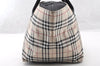 Authentic BURBERRY BLUE LABEL Check Hand Tote Bag Nylon Leather Beige 7569I