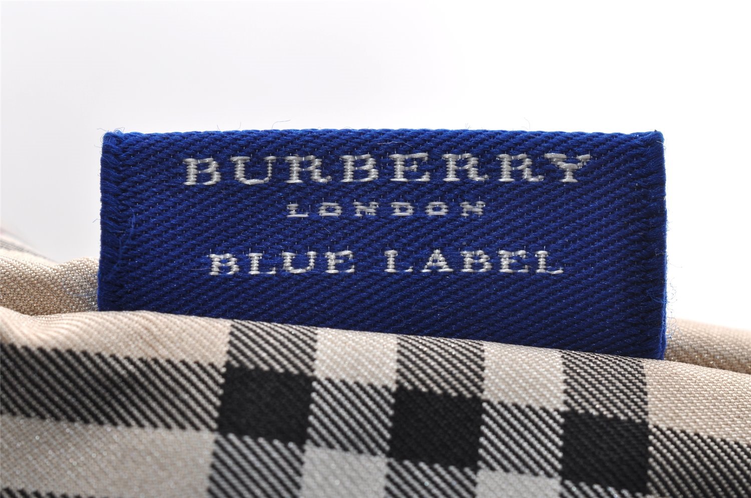 Authentic BURBERRY BLUE LABEL Check Hand Tote Bag Nylon Leather Beige 7569I