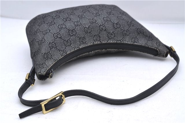 Authentic GUCCI Vintage Shoulder Hand Bag Purse GG Canvas Leather Black 7570D