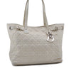 Auth Christian Dior Panarea Cannage Shoulder Tote Bag PVC Leather Ivory 7571C