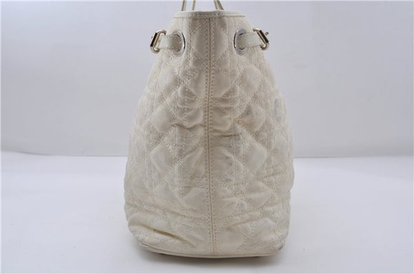 Auth Christian Dior Panarea Cannage Shoulder Tote Bag PVC Leather Ivory 7571C