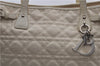 Auth Christian Dior Panarea Cannage Shoulder Tote Bag PVC Leather Ivory 7571C