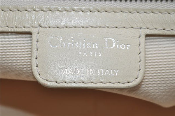 Auth Christian Dior Panarea Cannage Shoulder Tote Bag PVC Leather Ivory 7571C