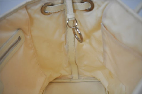 Auth Christian Dior Panarea Cannage Shoulder Tote Bag PVC Leather Ivory 7571C