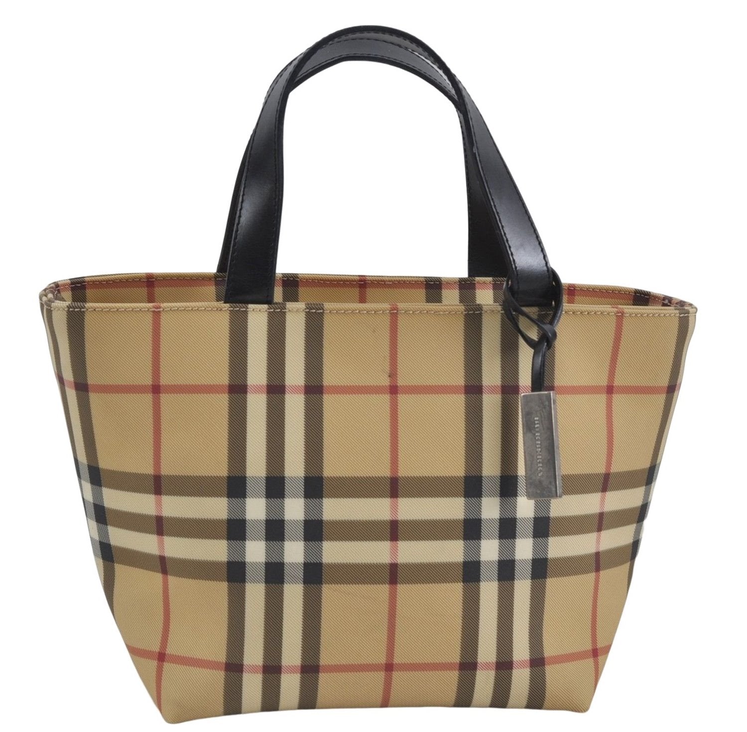 Authentic BURBERRY Nova Check PVC Hand Bag Beige Brown 7571D