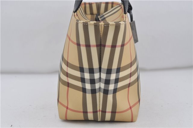 Authentic BURBERRY Nova Check PVC Hand Bag Beige Brown 7571D