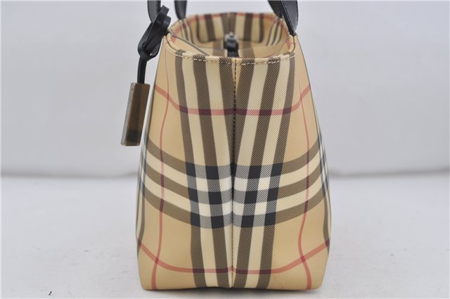 Authentic BURBERRY Nova Check PVC Hand Bag Beige Brown 7571D