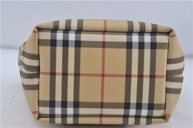 Authentic BURBERRY Nova Check PVC Hand Bag Beige Brown 7571D