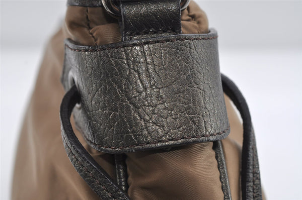 Authentic BURBERRY Vintage Shoulder Hand Bag Purse Nylon Leather Brown 7571I