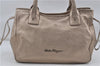 Authentic Salvatore Ferragamo Shoulder Tote Bag Leather Gold SF 7572D