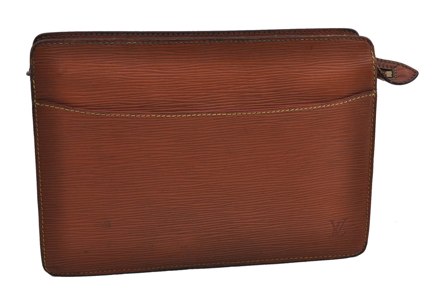 Authentic LOUIS VUITTON Epi Pochette Homme Clutch Bag Brown M52528 LV 7576C