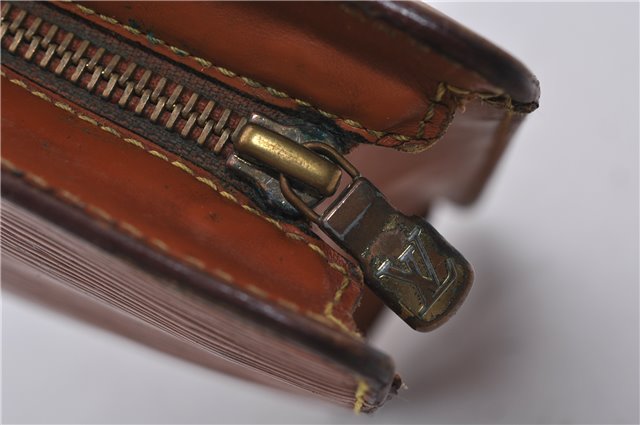 Authentic LOUIS VUITTON Epi Pochette Homme Clutch Bag Brown M52528 LV 7576C