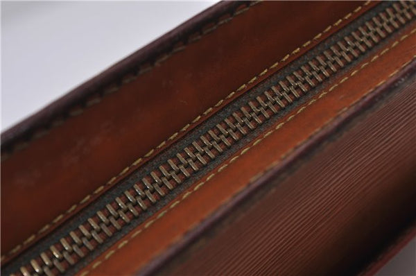 Authentic LOUIS VUITTON Epi Pochette Homme Clutch Bag Brown M52528 LV 7576C