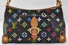 Authentic Louis Vuitton Monogram Multicolor Eliza Shoulder Bag Black LV 7576E