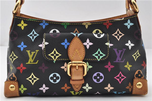 Authentic Louis Vuitton Monogram Multicolor Eliza Shoulder Bag Black LV 7576E