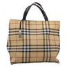 Authentic BURBERRY Nova Check Hand Tote Bag PVC Leather Beige 7582F