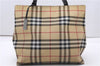 Authentic BURBERRY Nova Check Hand Tote Bag PVC Leather Beige 7582F