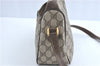 Authentic GUCCI Web Sherry Line Shoulder Bag GG PVC Leather Brown Junk 7584B