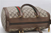 Authentic GUCCI Web Sherry Line Hand Boston Bag GG PVC Leather Brown 7584D