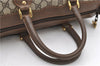 Authentic GUCCI Web Sherry Line Hand Boston Bag GG PVC Leather Brown 7584D