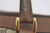 Authentic GUCCI Web Sherry Line Hand Boston Bag GG PVC Leather Brown 7584D