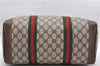 Authentic GUCCI Web Sherry Line Hand Boston Bag GG PVC Leather Brown 7584D