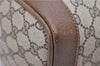 Authentic GUCCI Web Sherry Line Hand Boston Bag GG PVC Leather Brown 7584D