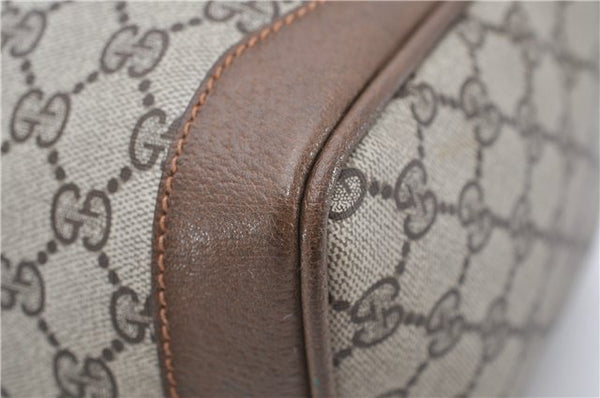 Authentic GUCCI Web Sherry Line Hand Boston Bag GG PVC Leather Brown 7584D