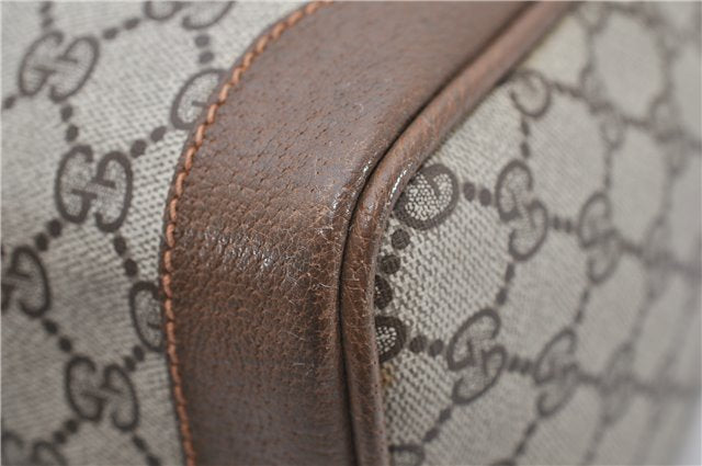 Authentic GUCCI Web Sherry Line Hand Boston Bag GG PVC Leather Brown 7584D