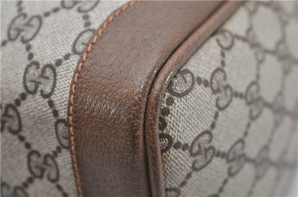 Authentic GUCCI Web Sherry Line Hand Boston Bag GG PVC Leather Brown 7584D