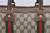 Authentic GUCCI Web Sherry Line Hand Boston Bag GG PVC Leather Brown 7584D