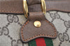 Authentic GUCCI Web Sherry Line Hand Boston Bag GG PVC Leather Brown 7584D