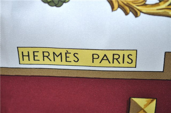 Authentic HERMES Carre 90 "LES CLES" Scarf Silk Red 7586C