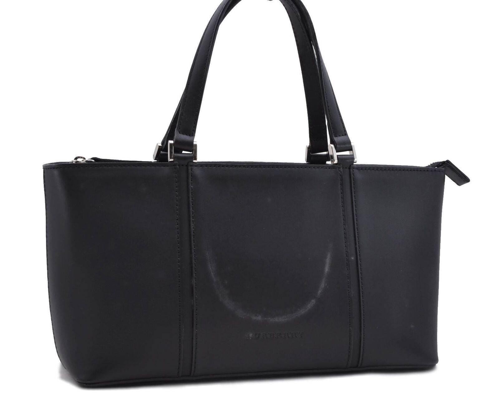 Authentic BURBERRY Vintage Leather Shoulder Hand Bag Purse Black 7587B