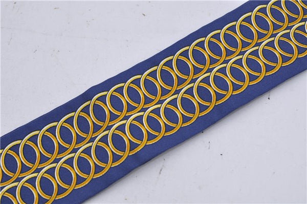 Authentic HERMES Twilly Scarf Silk "Lift Profile" Blue Box 7588C