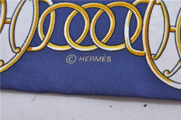 Authentic HERMES Twilly Scarf Silk "Lift Profile" Blue Box 7588C